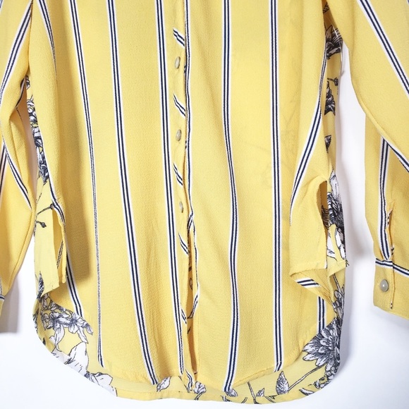 💰 5/25$ ♻️ Fig and Flower SP Yellow Floral Long Sleeve Blouse - Picture 8 of 9